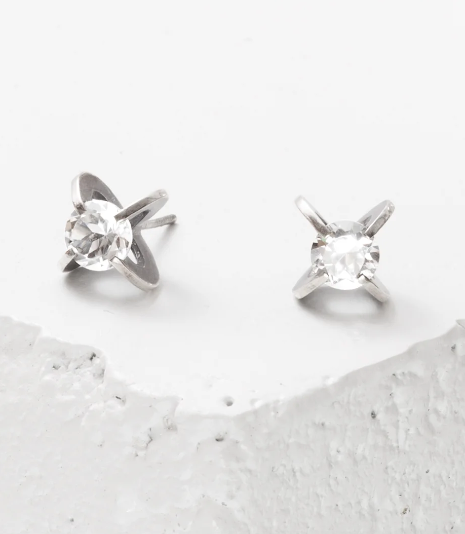 Zuzko-Earring-E0562-Clutch Studs White Topaz