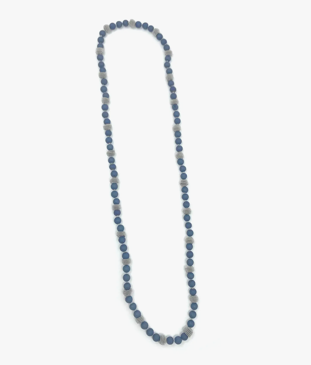 Sea- Neck- A401BL- Lng Blue Geode w/ slvr coil