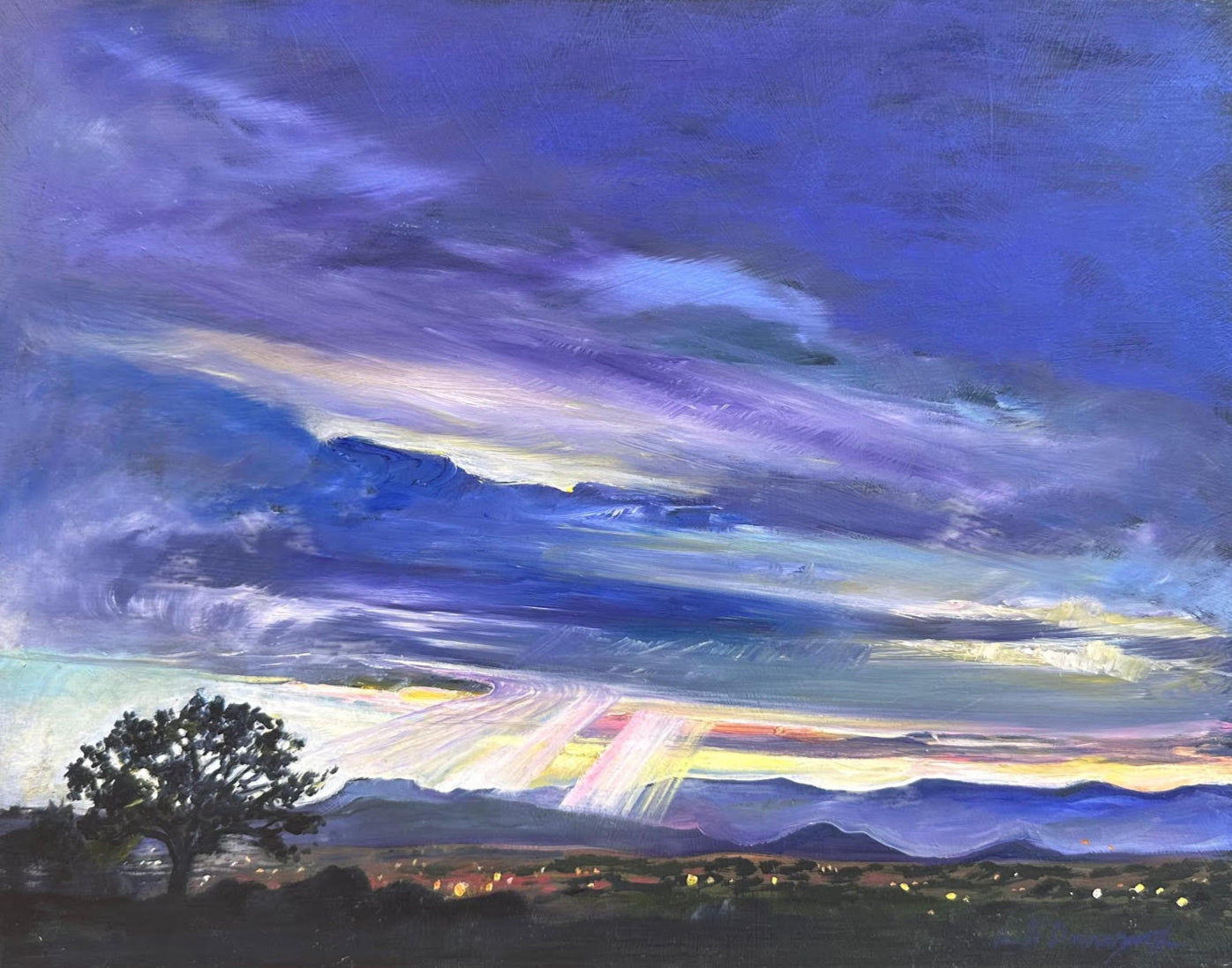 LorettaD- Painting- "Hilltop Silhouette" 11x14