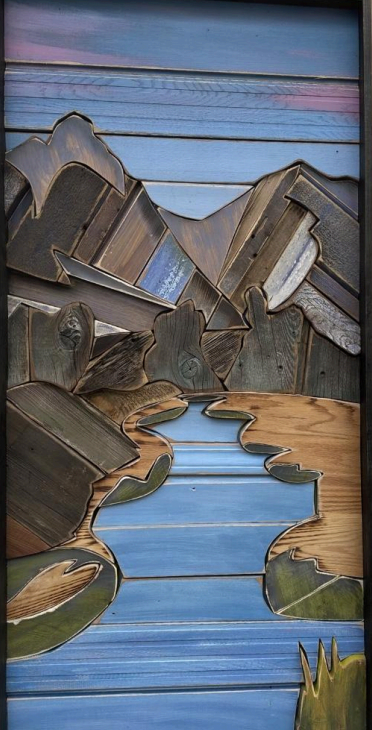 AmandaK- Wood Art- "Smith Creek under The Bridgers" 25x52