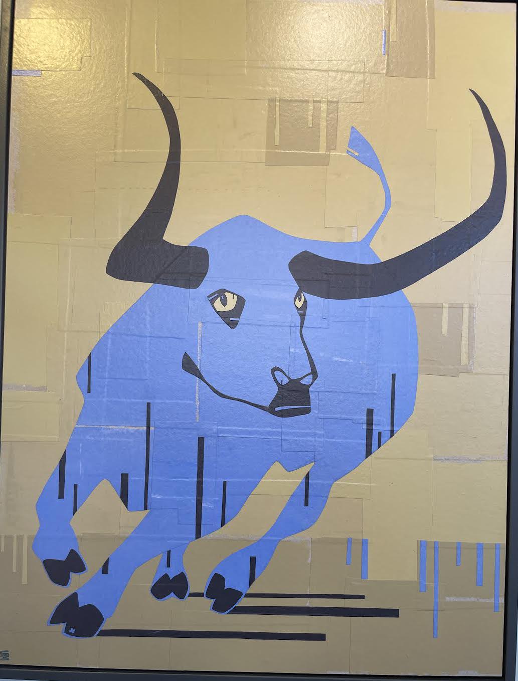 ScotH- Framed Art- "Maybe, Babe" blue/yellow 24x32