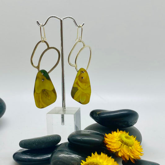 GraceH- Yellow Floral Tin Earring