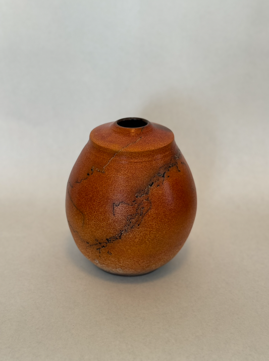 Silkwood- Vase- Orange-  Rounded- Horse Hair