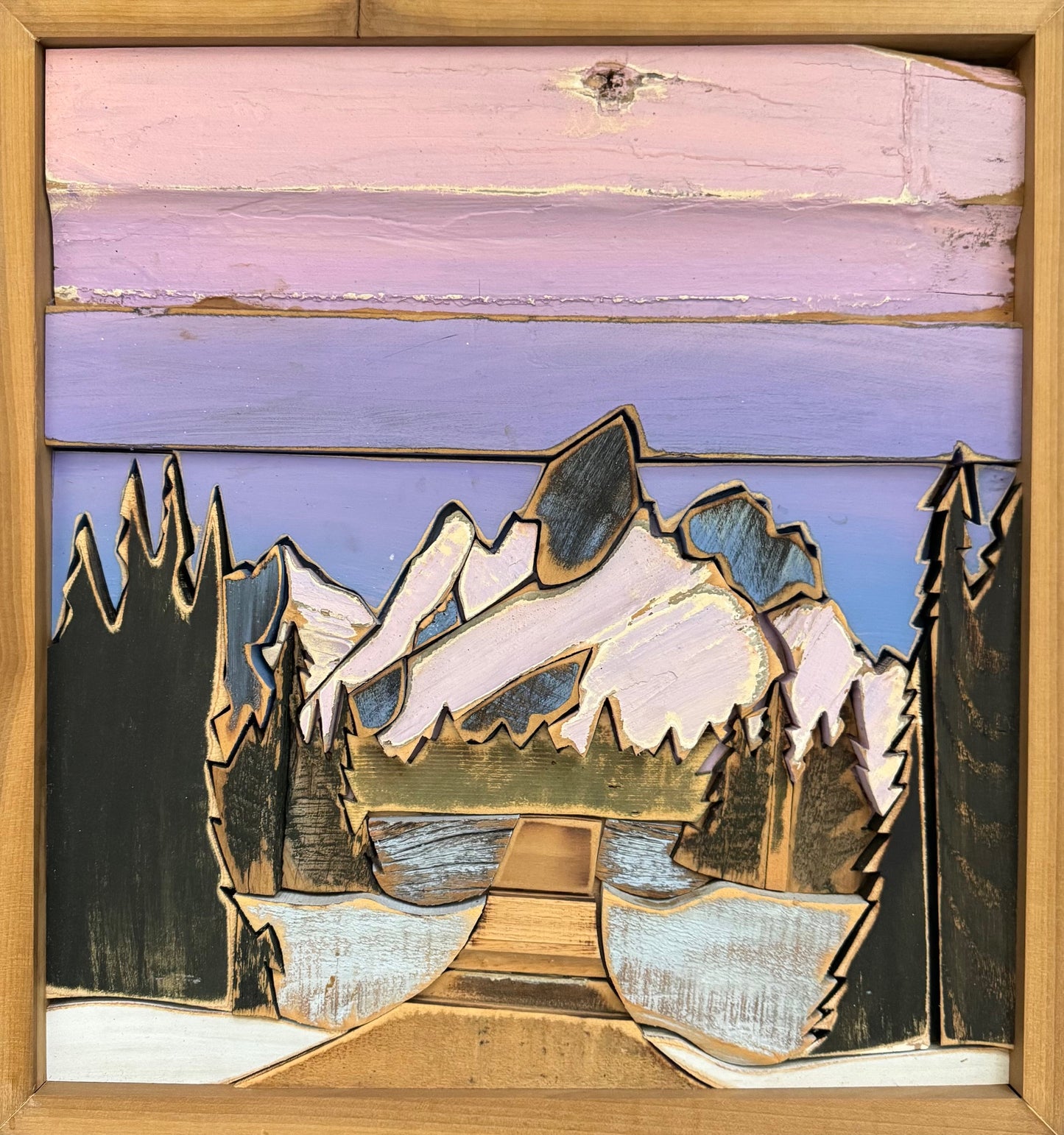 AmandaK-  Wood Art- 'Tetons (square)' "19x21”