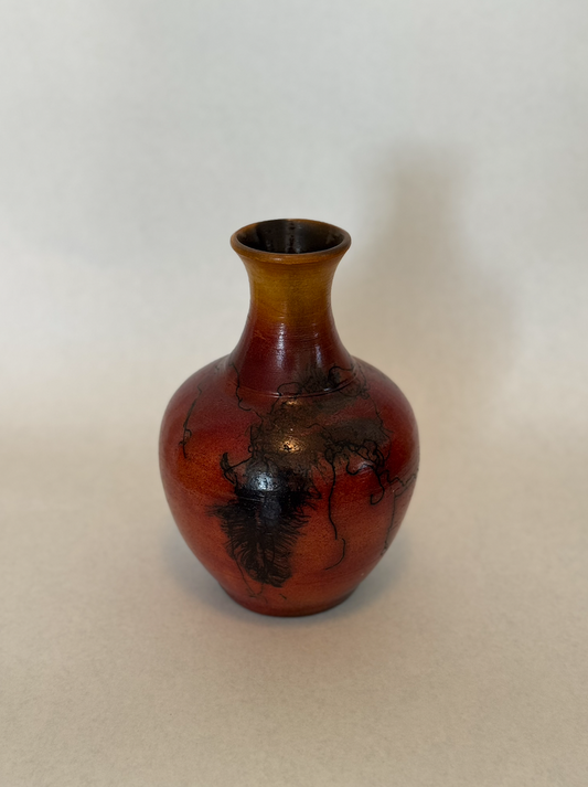 Silkwood- Vase- Orange-  Med. Opening- Horse Hair