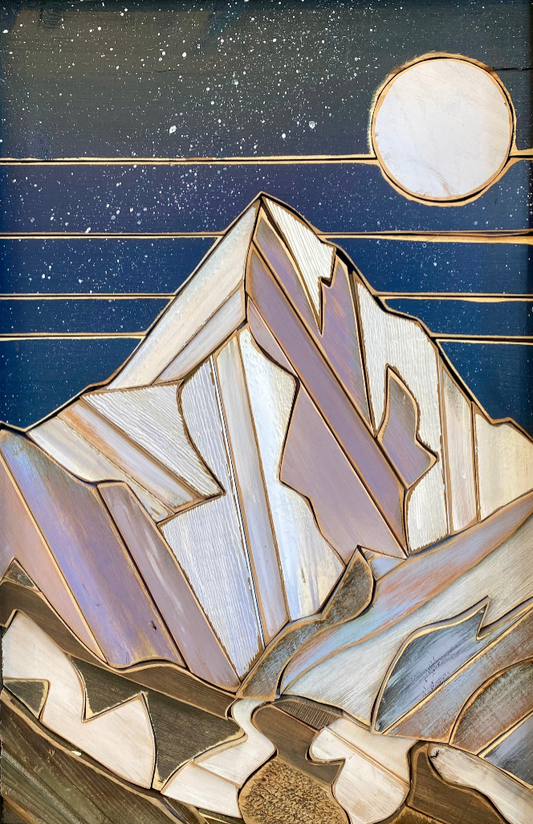 AmandaK-  Wood Art- "Big Sky and a Big Moon" 25x37