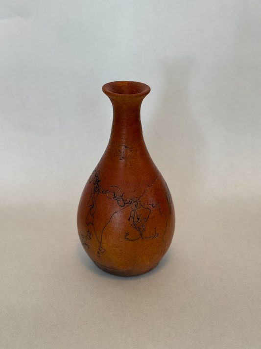 Silkwood- Vase- Orange-  Sm.Opening- Horse Hair