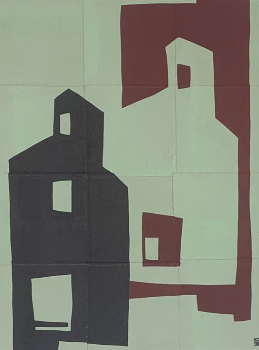 ScotH-Framed Art Sm/Med "Black/Green Elevator" 16x21