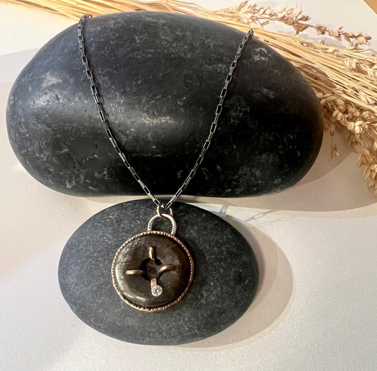 SueF- Mixed Metal Necklaces with Stone Pendant