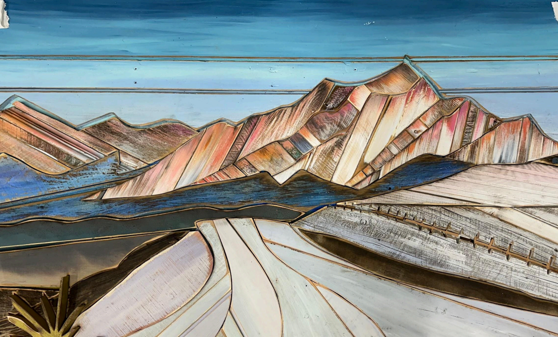 AmandaK- Wood Art- "The Road to Bozeman" 65x40