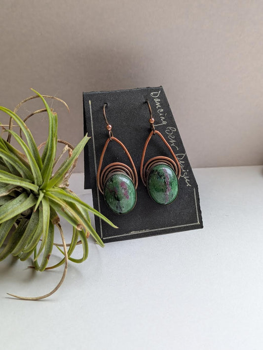 DancingB- Ear- Cppr Wrap-   RubyZorisiteCab/Coiled/Copper