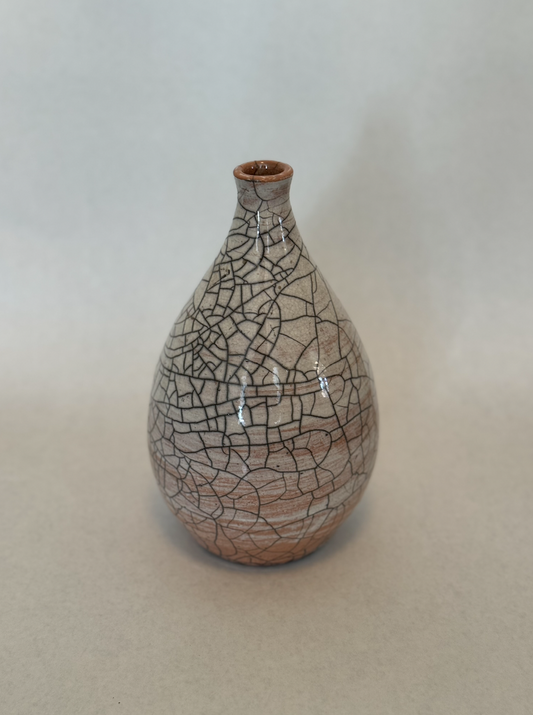 Silkwood- Raku Vase- Crackle White-