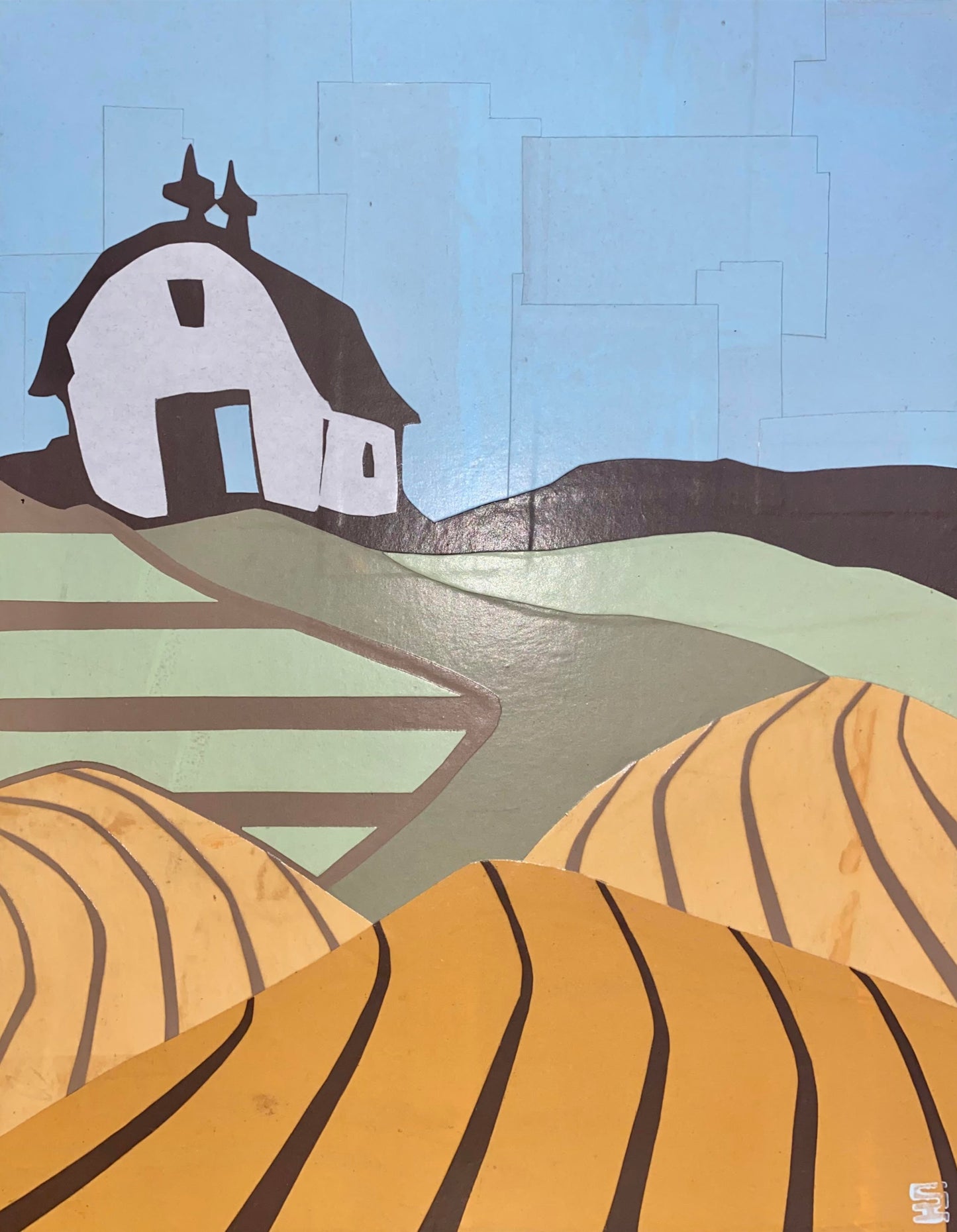 ScotH-Framed Art Sm/Med "White Barn" 12x15