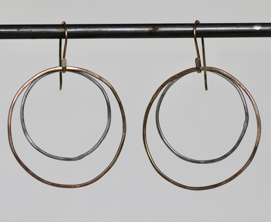 Indian Paintbrush-Ear- Mixed Metal Hoop- E1180