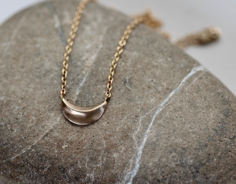 Indian Paintbrush- Neck- Med. Crescent- Bronze- Gold Filled - N1176