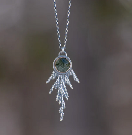S.Howell- Vertical Cedar with Green Rutile Necklace