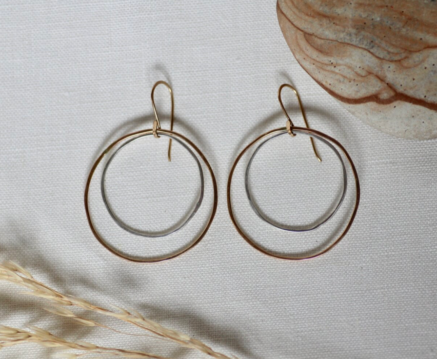 Indian Paintbrush-Ear- Mixed Metal Hoop- E1180