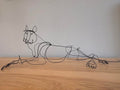 Wire Cat Lounging Sculpture 26x10"