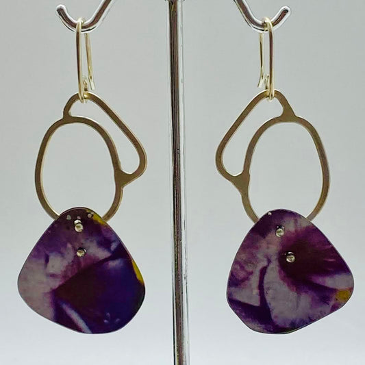 GraceH- Purple Floral Tin Earring