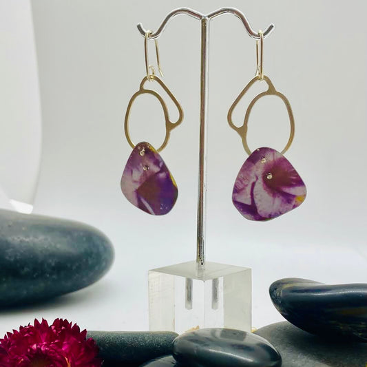 GraceH- Purple Floral Tin Earring