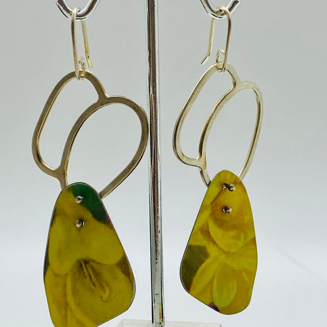 Yellow Floral Tin Earrings