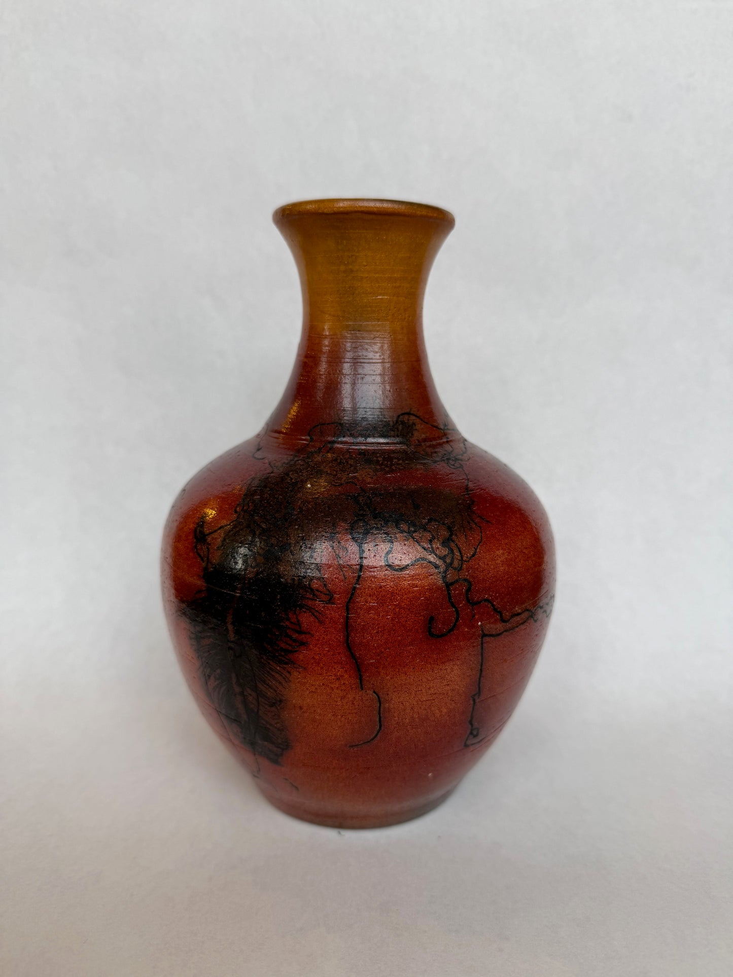 Orange Horse Hair Vase