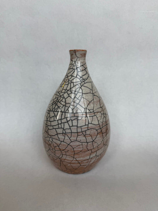 Crackle White Raku Vase