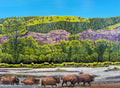 'Bison Crossing the Soda Butte' Framed  41x16"