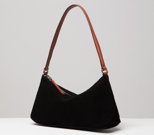 Suede Crescent Shoulder Bag