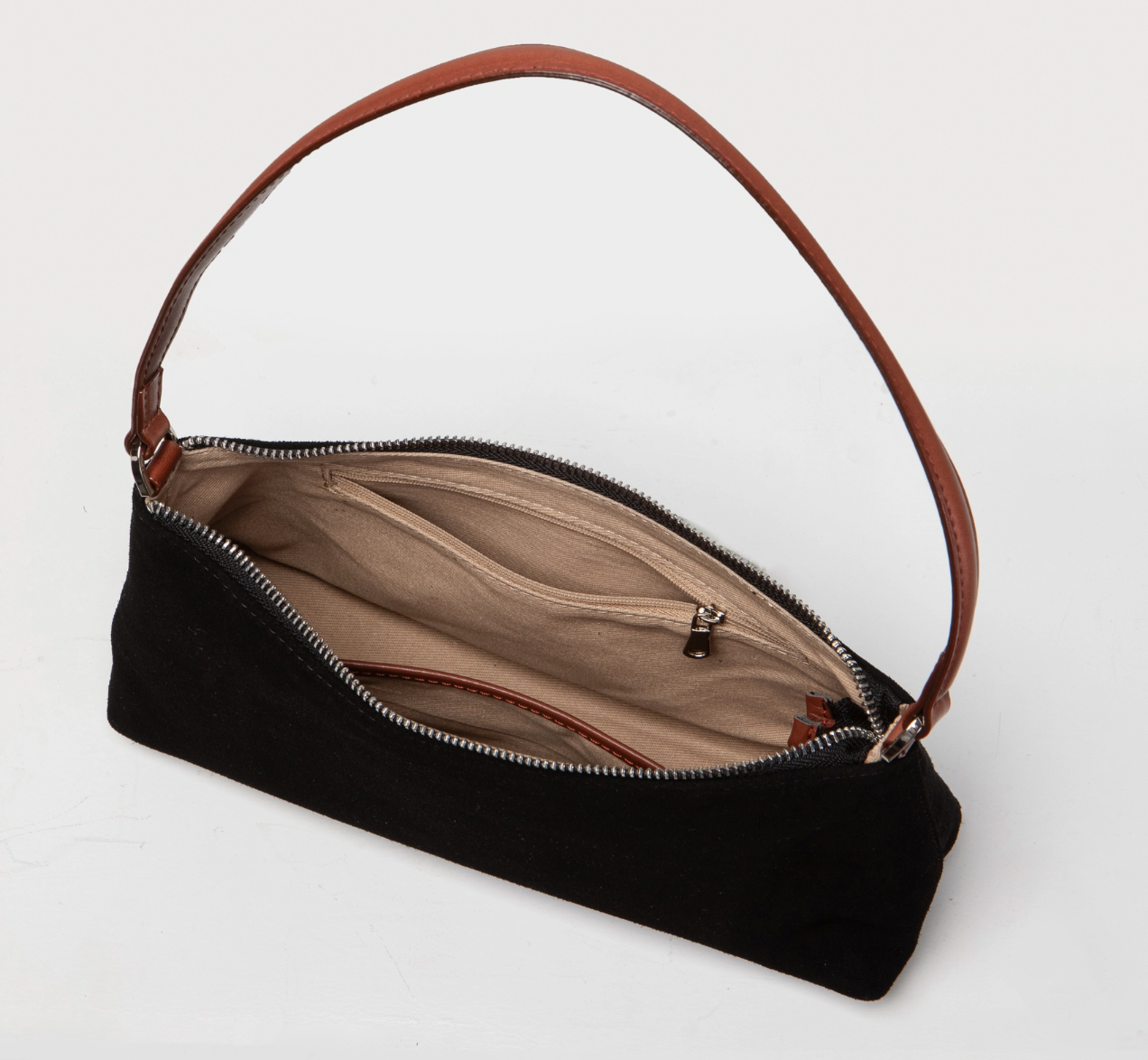Suede Crescent Shoulder Bag
