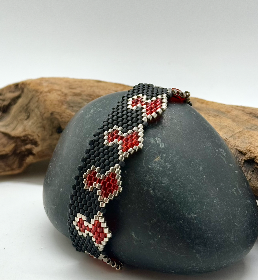 Wide Japanese Glass Bead Bracelets