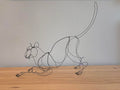 Wire Cat Stretching Sculpture 22x20"