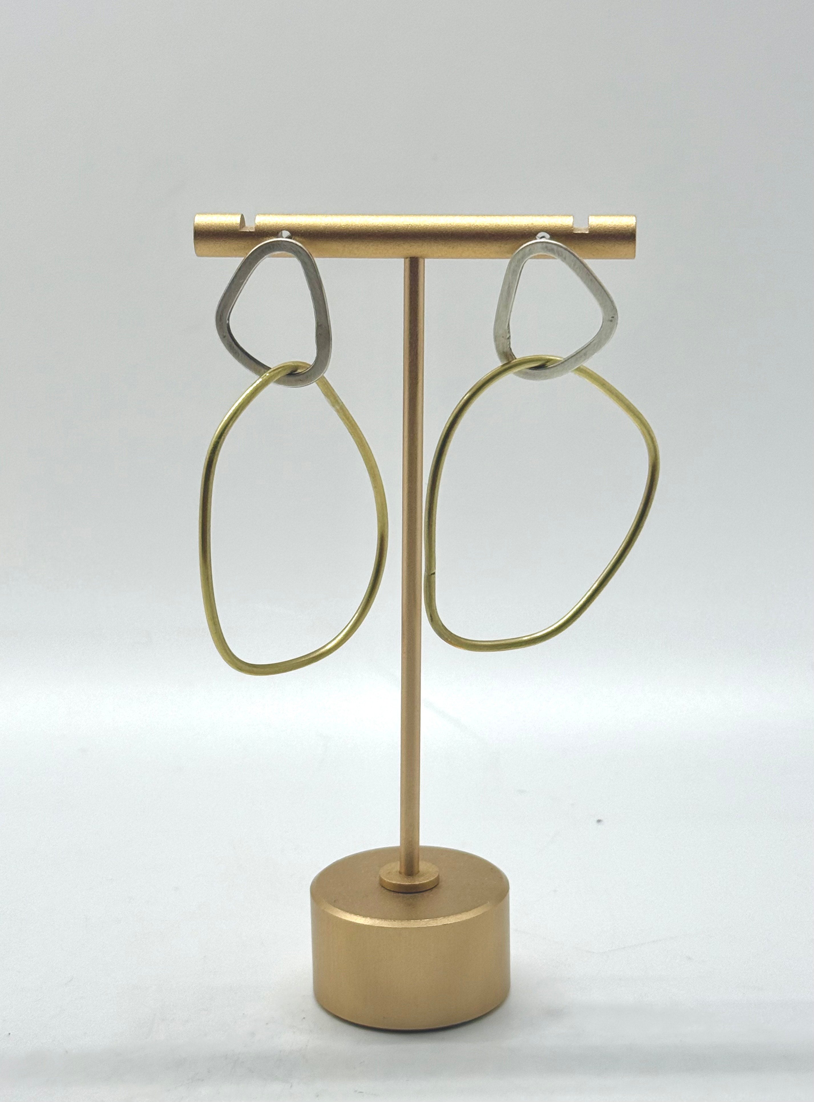 Sterling and Brass Post Earrings
