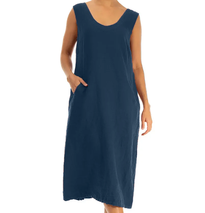 Sleeveless Pocket Linen Dress