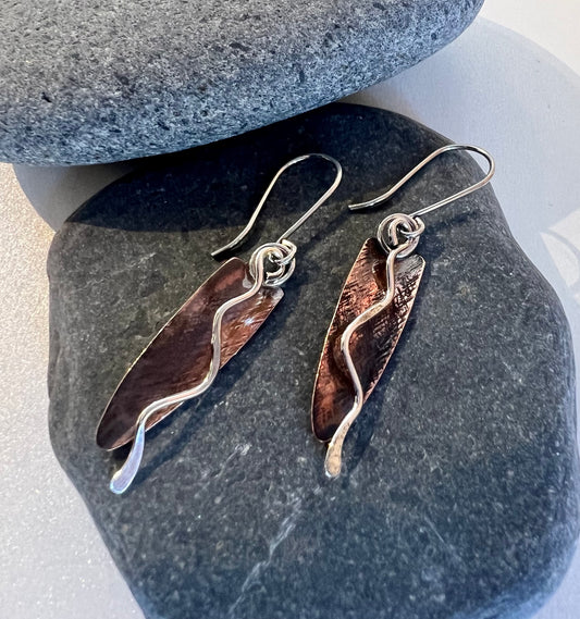 Silver and Copper Earrings