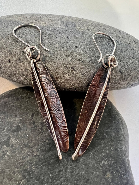 SueF- Silver and Copper Earrings