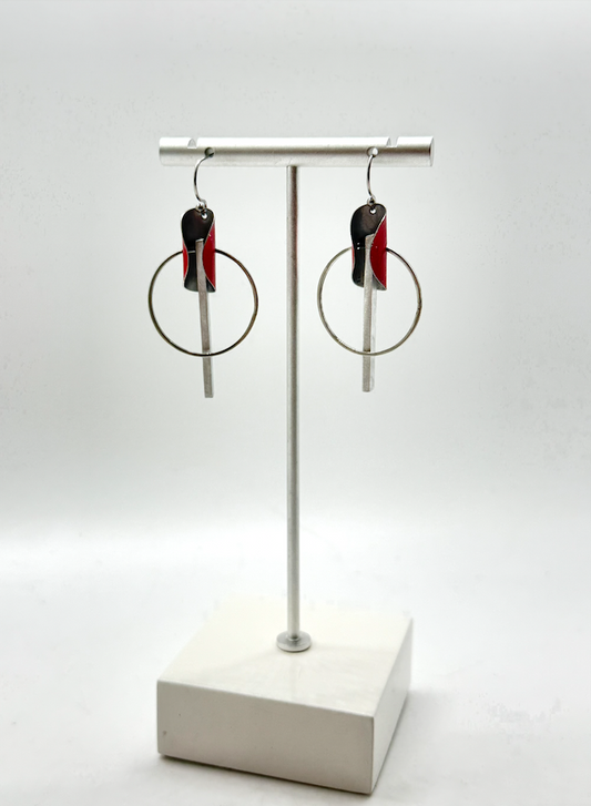 Sat Tab Earrings 2" - Recycled Metal