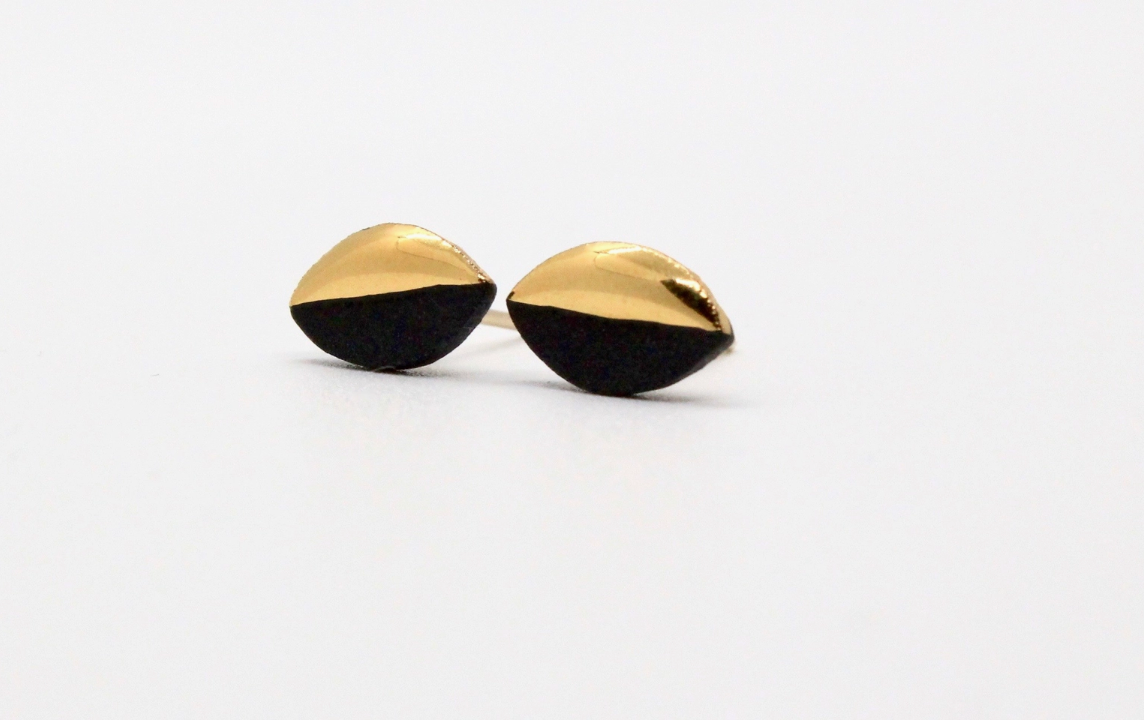Gold Dipped Porcelain Earrings