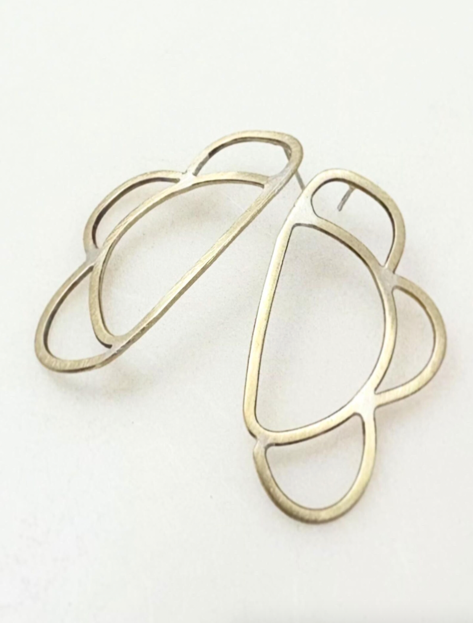 Sterling and Brass Post Earrings