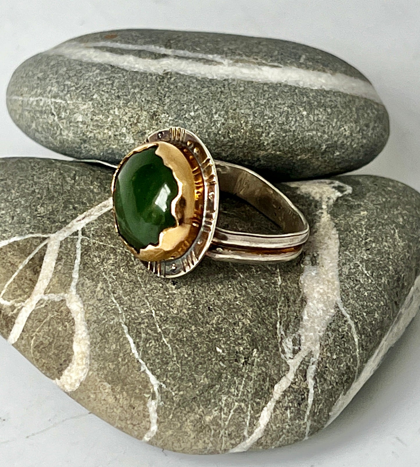 SueF- Wyoming Green Jade Ring