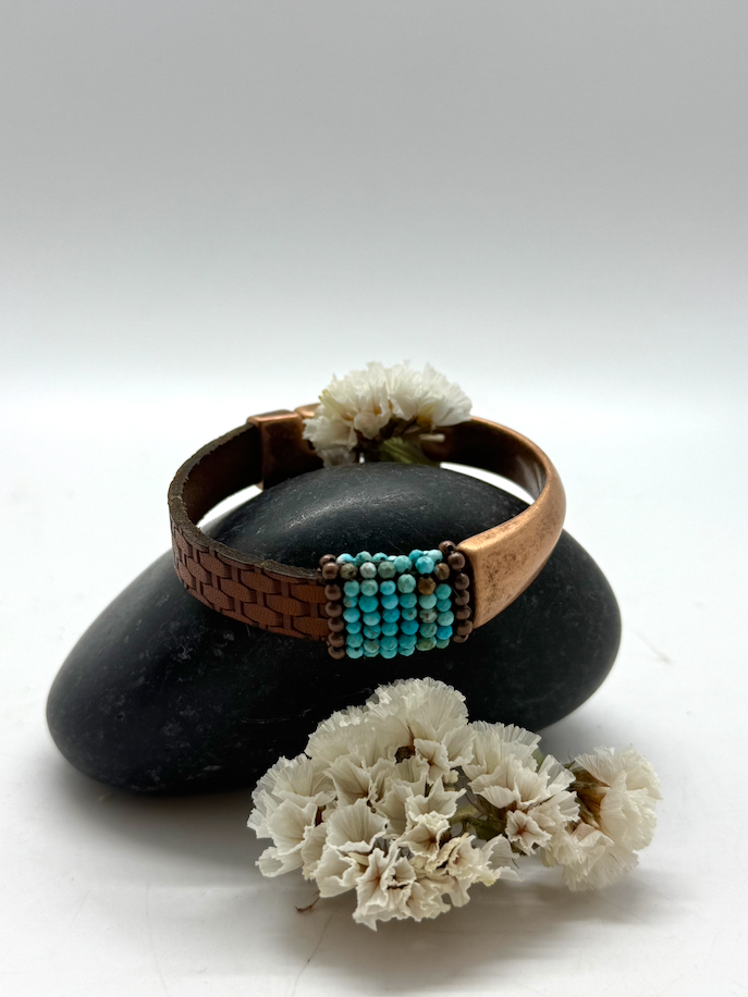 Metal and Leather Bracelet