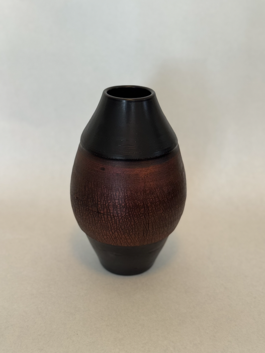 Silkwood- Vase- Blck & Mrn Crackle-