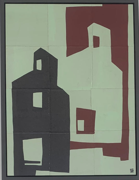 ScotH-Framed Art Sm/Med "Black/Green Elevator" 16x21