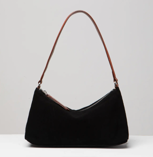 Suede Crescent Shoulder Bag