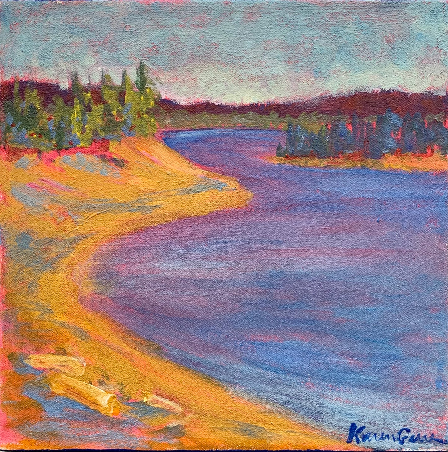 KarenG- Painting- "Hebgen Lake Shore" 8x8