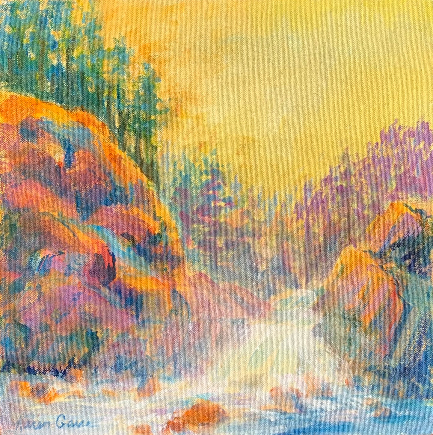 KarenG- Painting- "Firehole Falls" 12x12