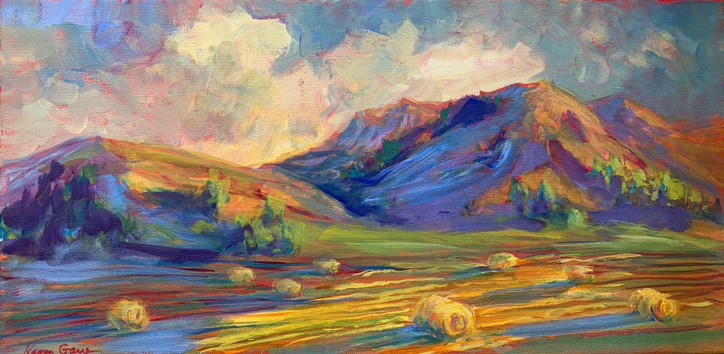 KarenG- Painting- "Valley Hay Fields" 10x20