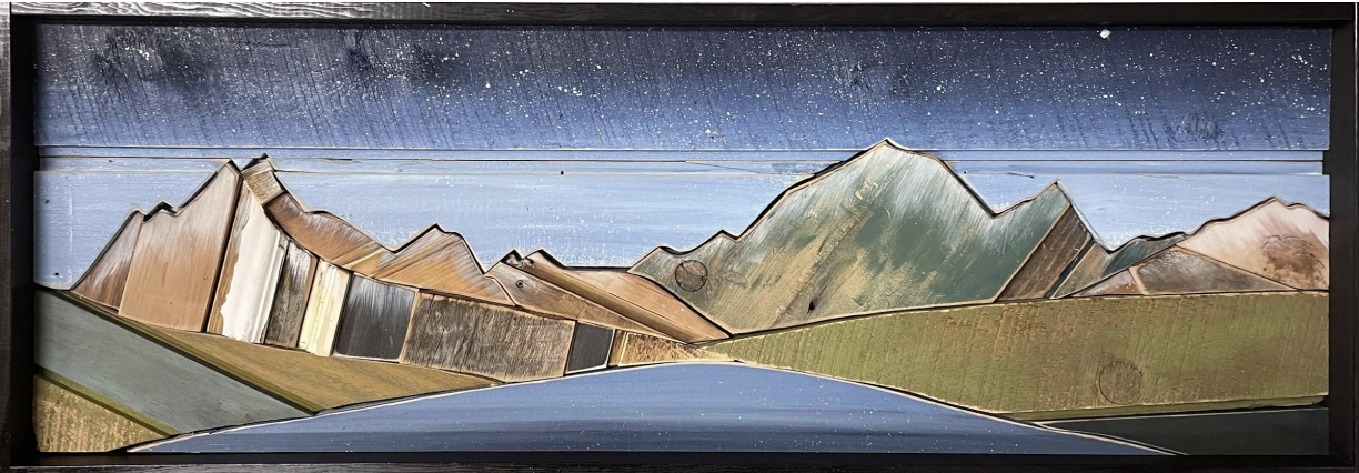 AmandaK-  Wood Art- "Bowman Lake Starry Reflections Glacier National Park" 49x17